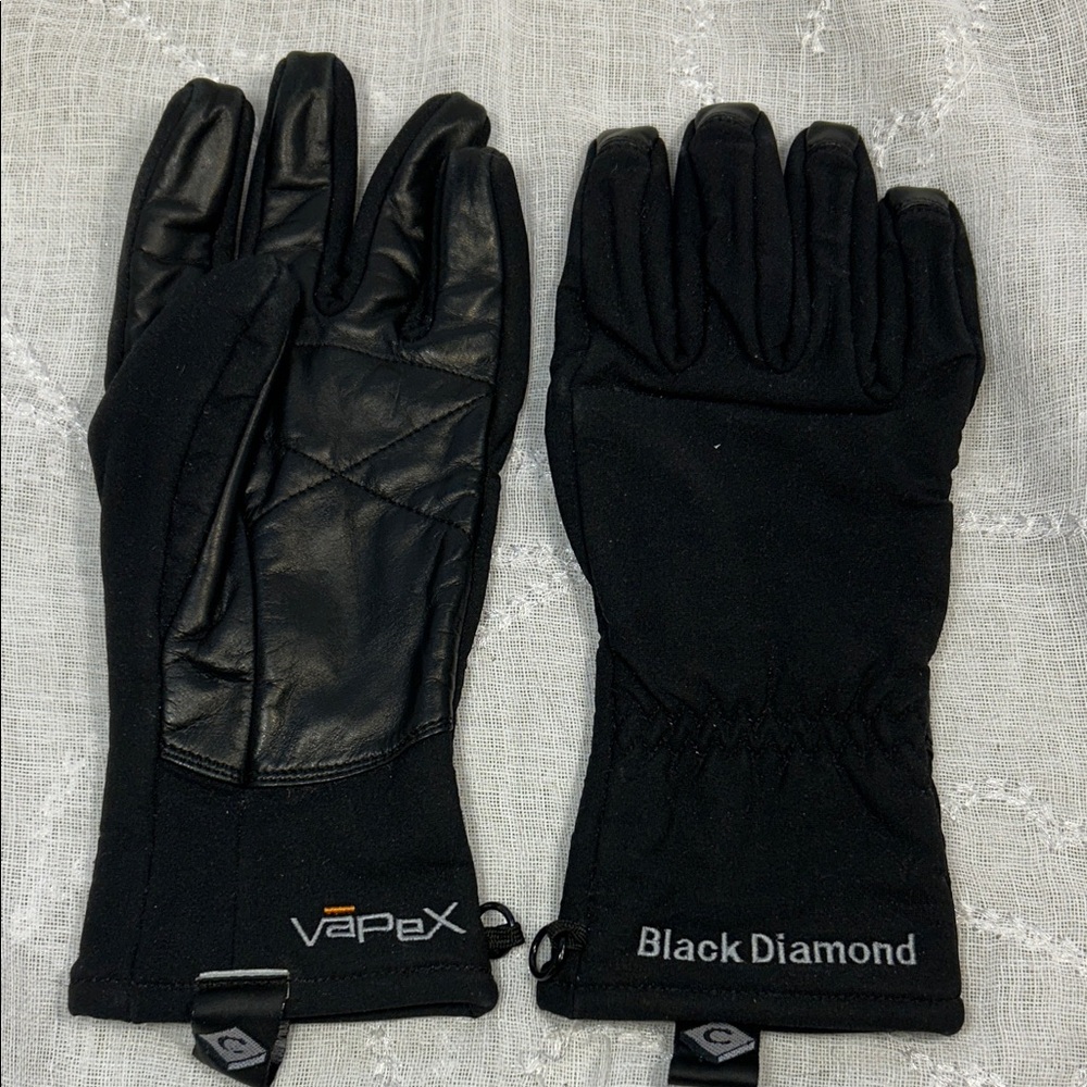Black diamond leather cowhide ski snowboard winter gloves